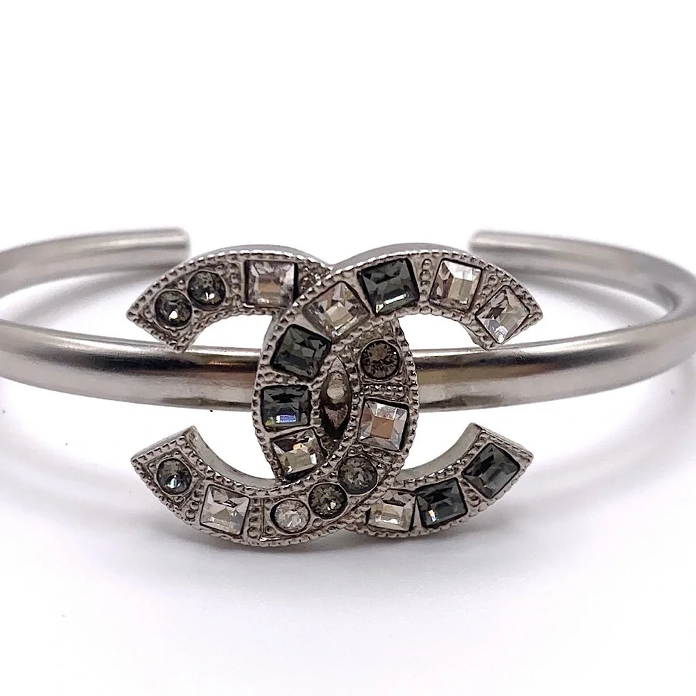 Chanel Crystal Cuff Bracelet CC - Authentic